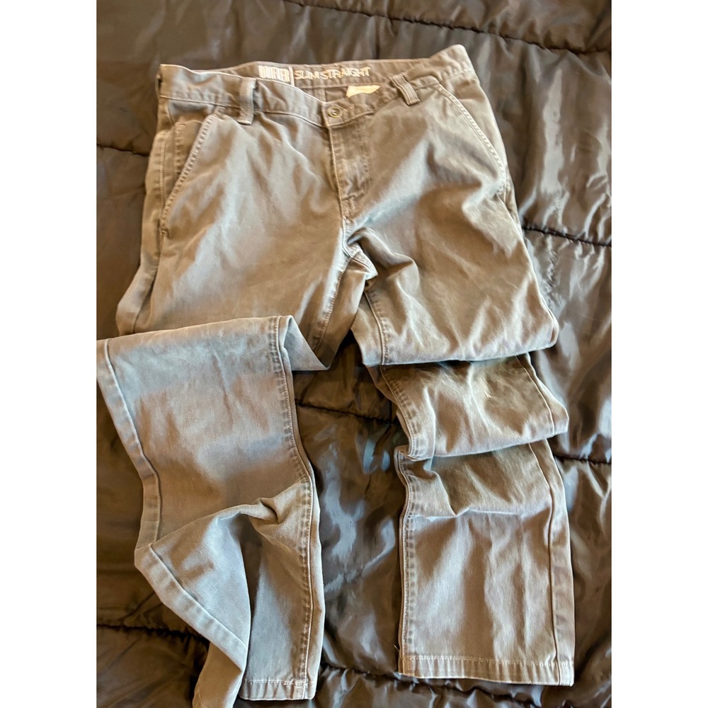 Free World Drifter Slim Straight Chino Pant Mens 33 Gray Cotton Twill Skateboard